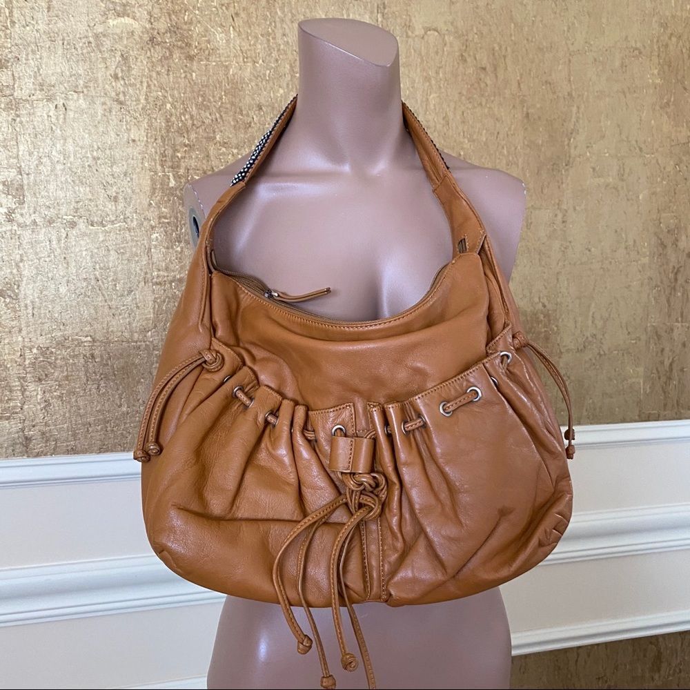 DX Touch camel leather Swarovski Crystals hobo bag